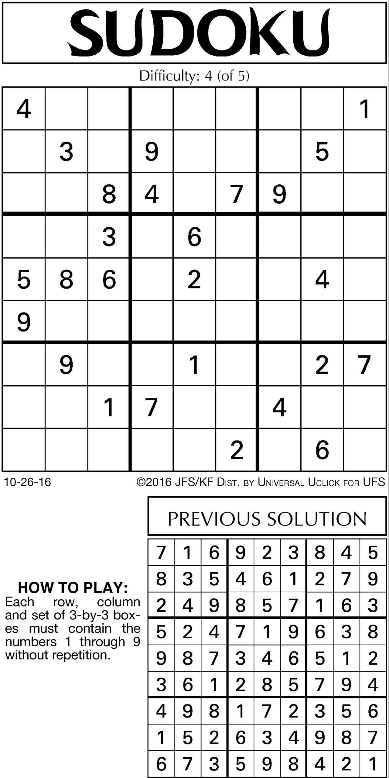 Tribune Printable Sudoku