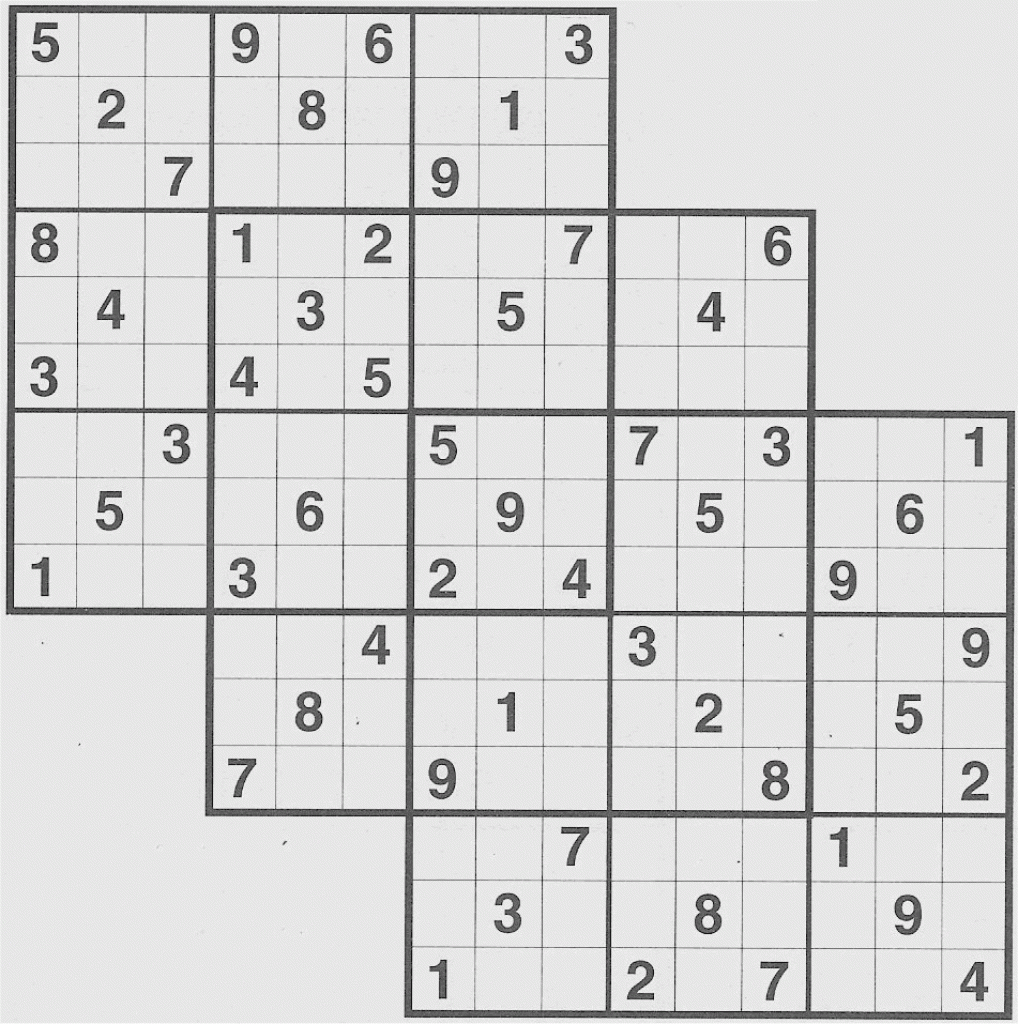 Double Harakiri Sudoku X Printable Samurai Sudoku Medium