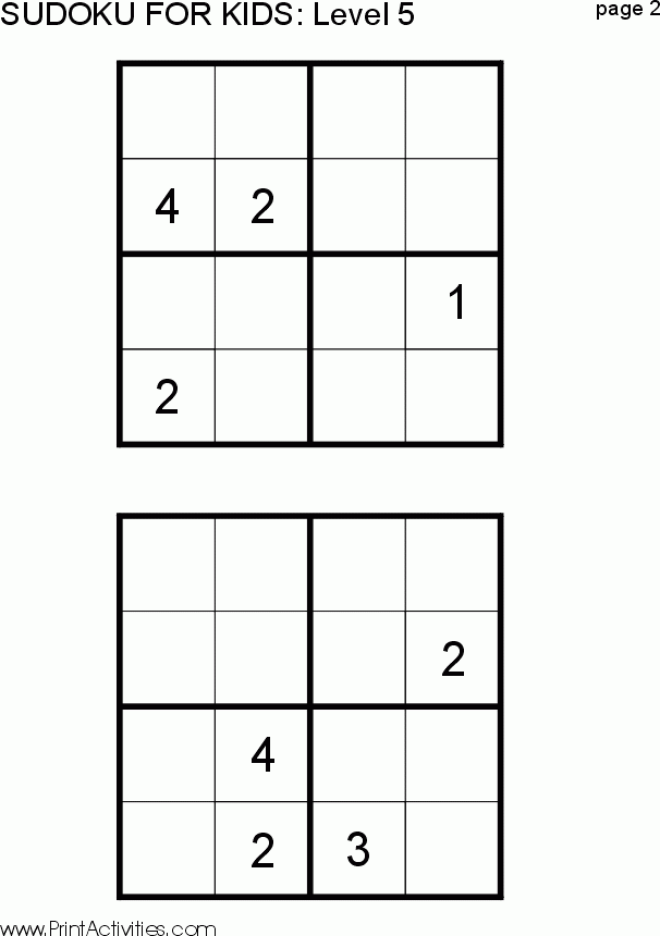 Free Kid Sudoku Puzzle Level 5 Page 2