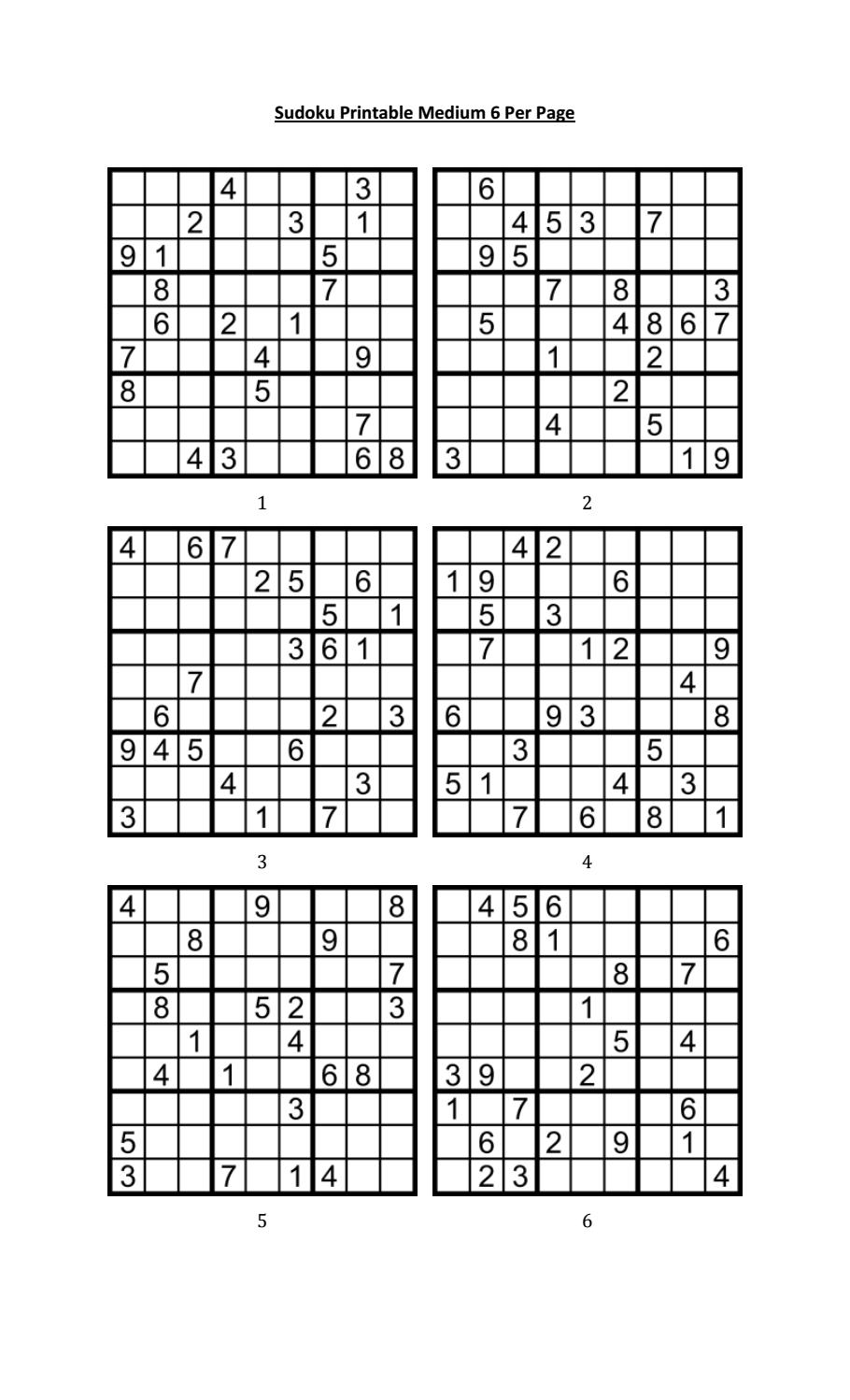 Sudoku Printable Pdf Meduim