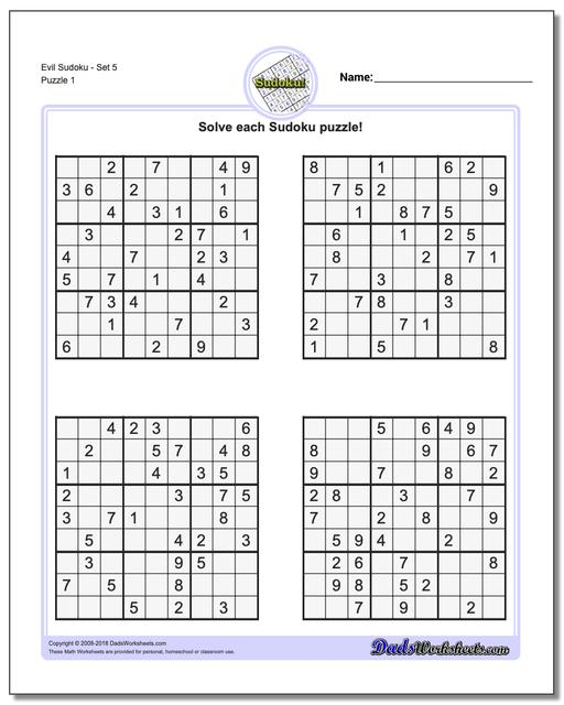 Free Printable Sudoku Puzzles Evil