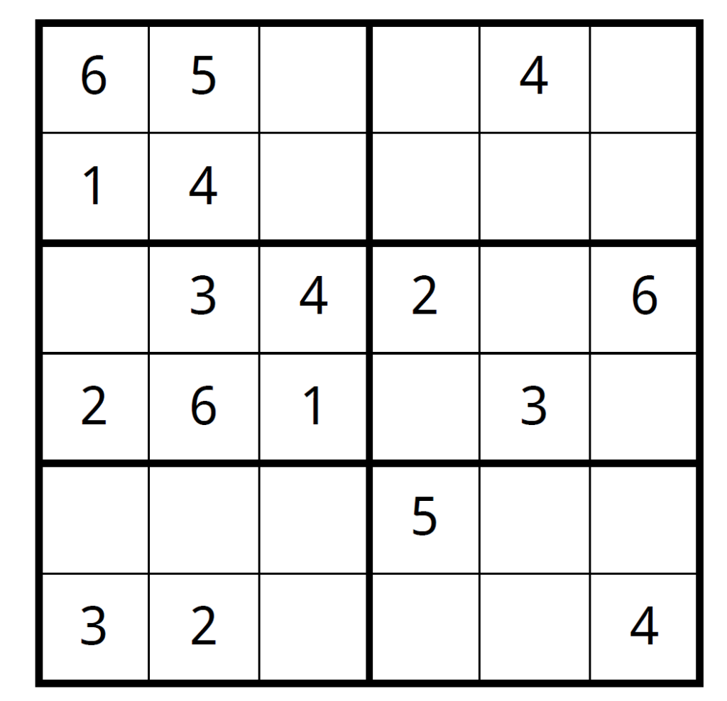 Sudoku For Kids Printable 6X6 Printable Template 2021