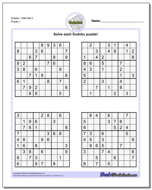 Hard Printable Sudoku Sheets