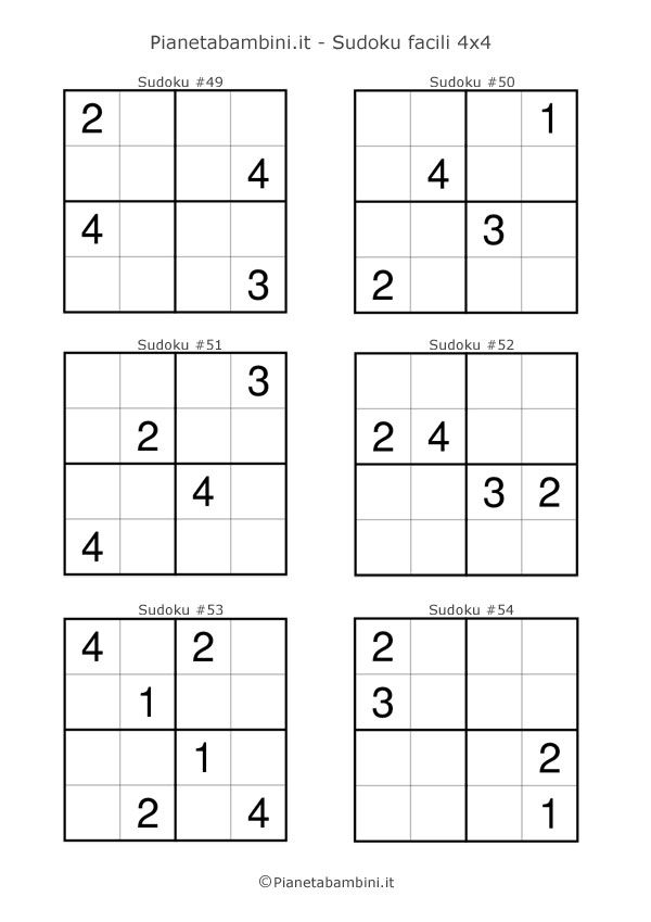 Easy 4x4 Sudoku Printable