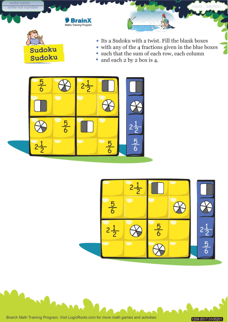 Sudoku Sudoku Math Worksheet For Grade 5 Free