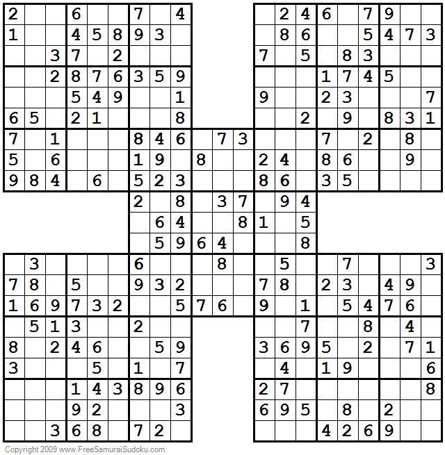 Printable Samurai Sudoku Easy