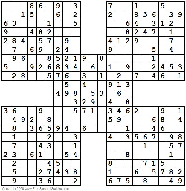Printable Samurai Sudoku Easy