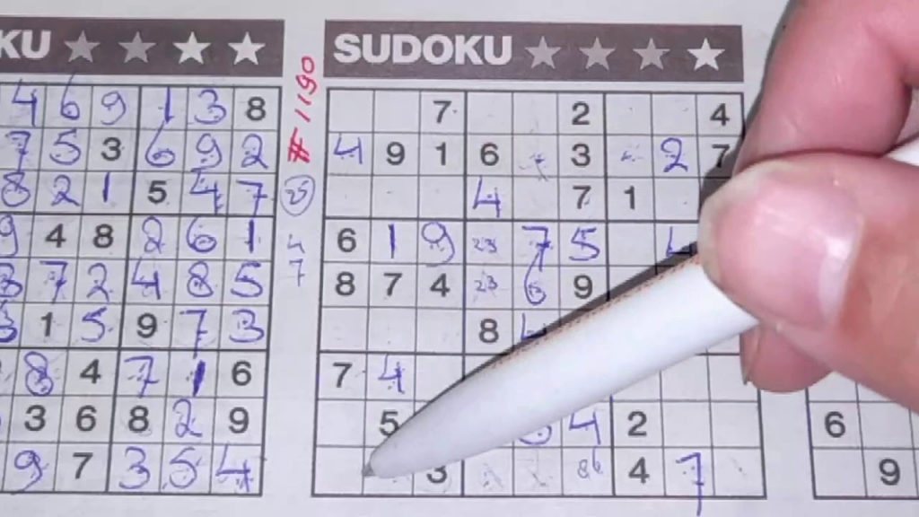 1190 Monday Three Stars Sudoku Puzzle Bonus Extra