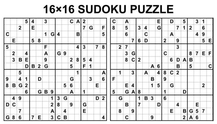 Sudoku 16×16 Grid Printable
