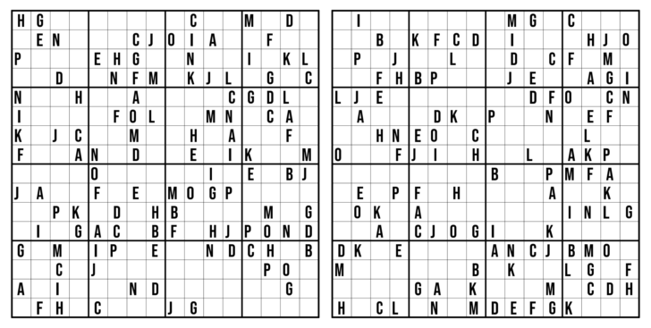 Printable Monster Sudoku 16×16