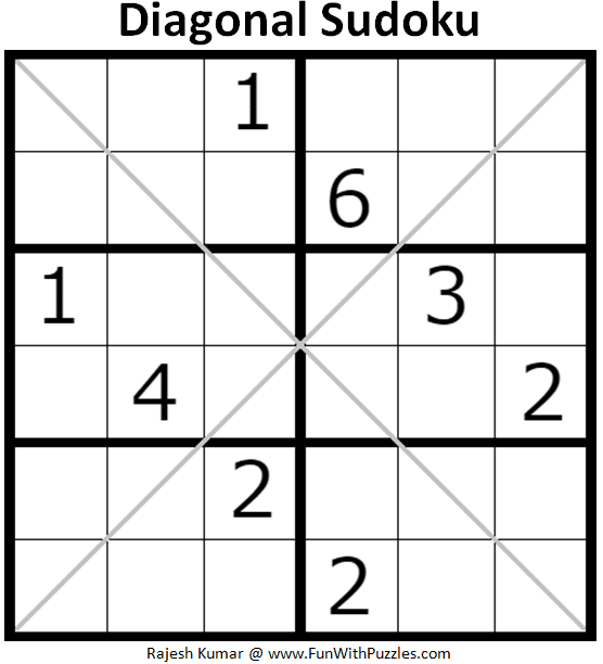 6x6 Diagonal Sudoku Puzzles Mini Sudoku Series 115 116