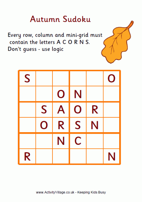 Autumn Word Sudoku Medium