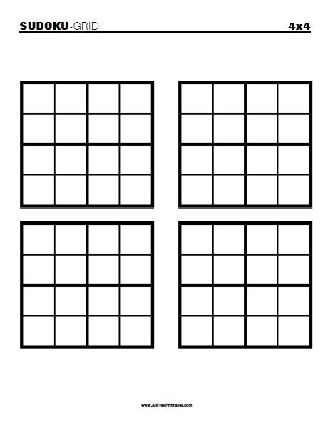 Sudoku Printable Grids 4 Per Page