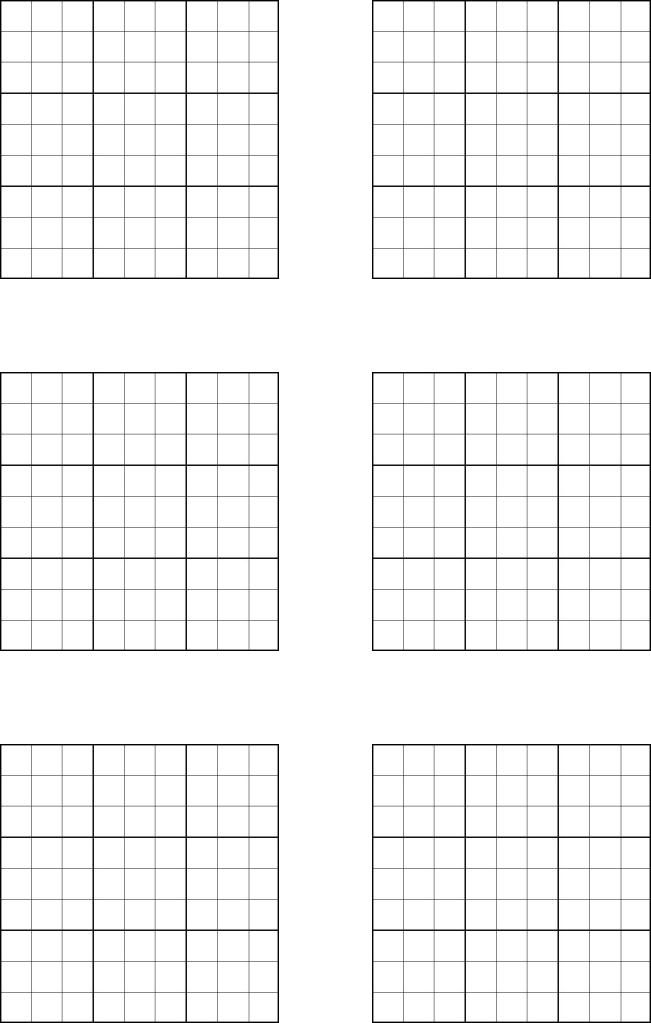 Blank 6x6 Sudoku Grid Printable