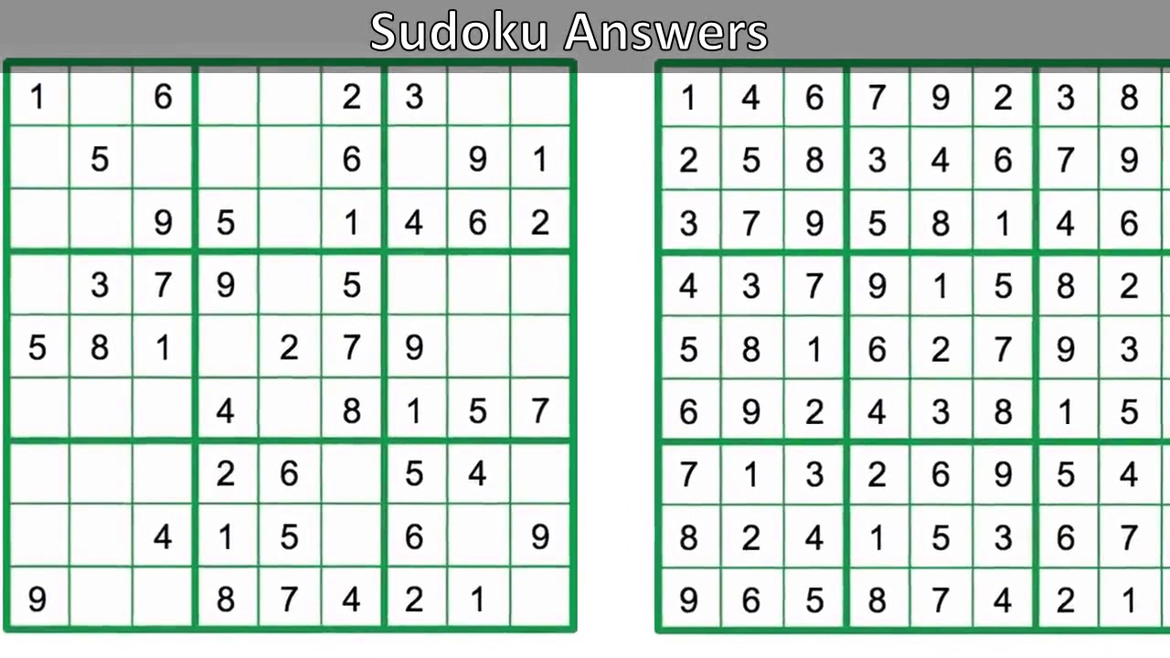 Sudoku Puzzles Answers Printable