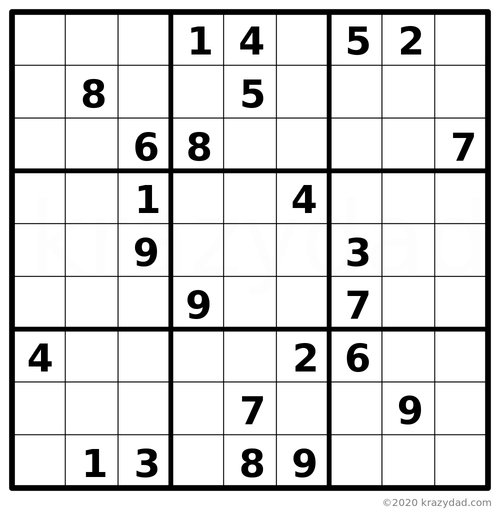 Daily Sudoku Solve This Puzzle At Krazydad Challenging