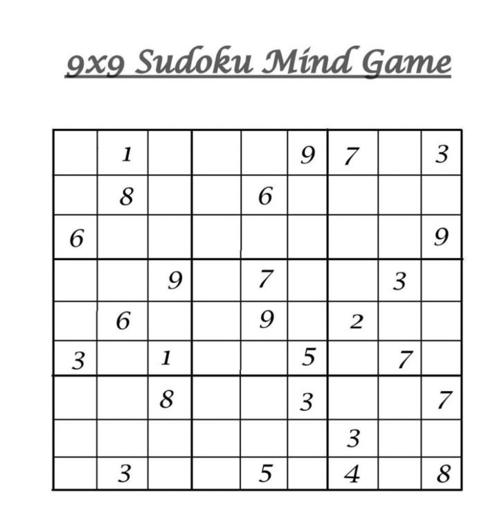 Free Printable Sudoku 9×9