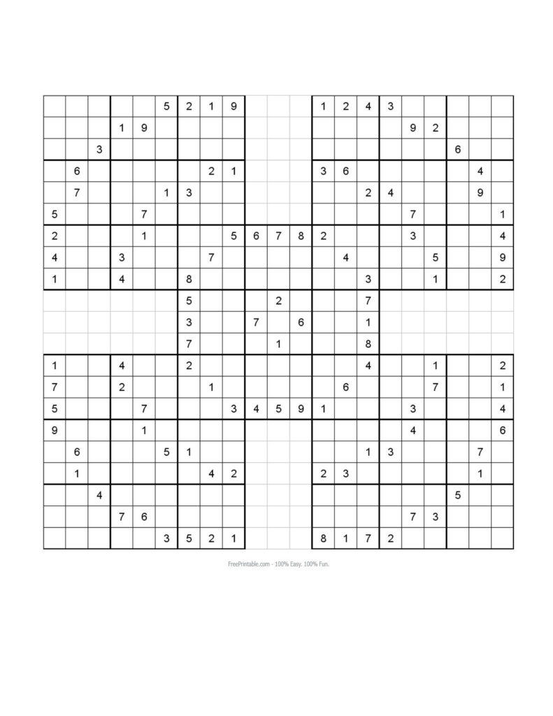 Free Printable Samurai Sudoku Puzzles With Answers