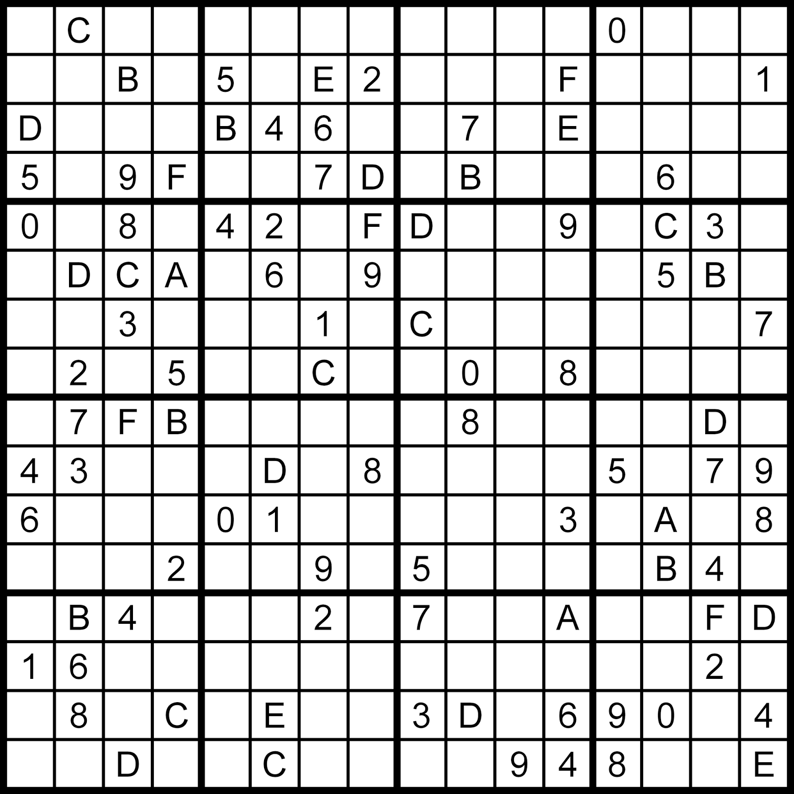 Free Printable 16 Square Sudoku