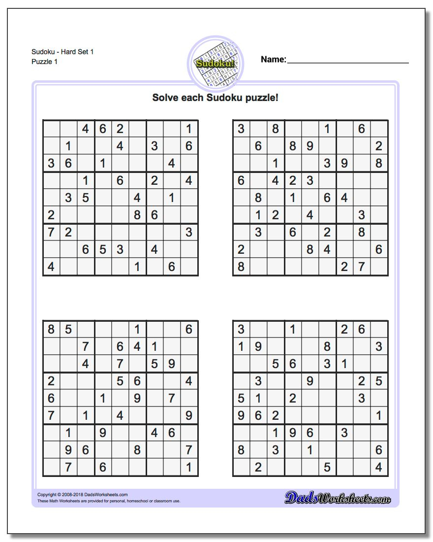Sudoku Puzzle Printable Hard