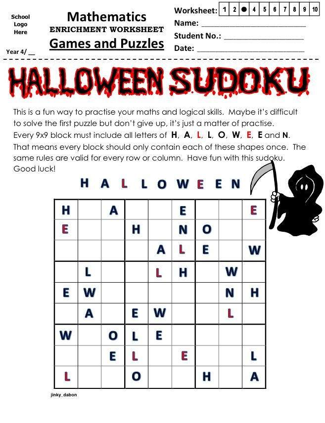 Halloween Sudoku 9x9 Halloween Lesson Plans Halloween