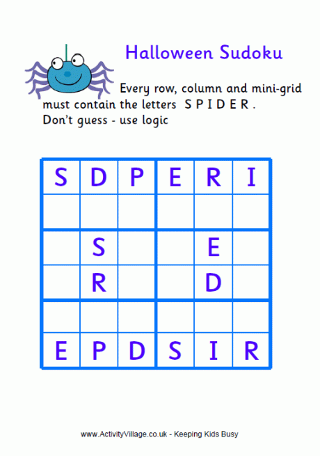 Halloween Word Sudoku For Kids Medium 2