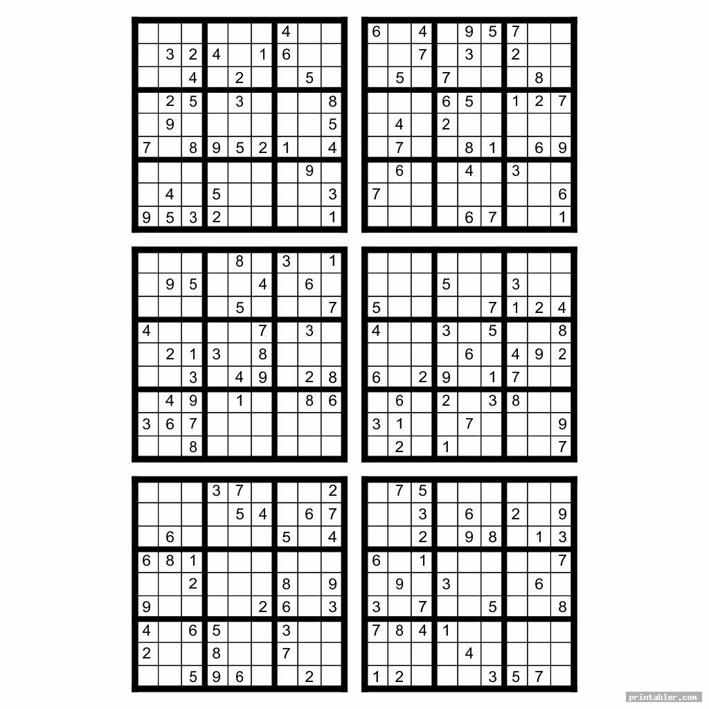 Printable Sudoku 6 Per Page Hard