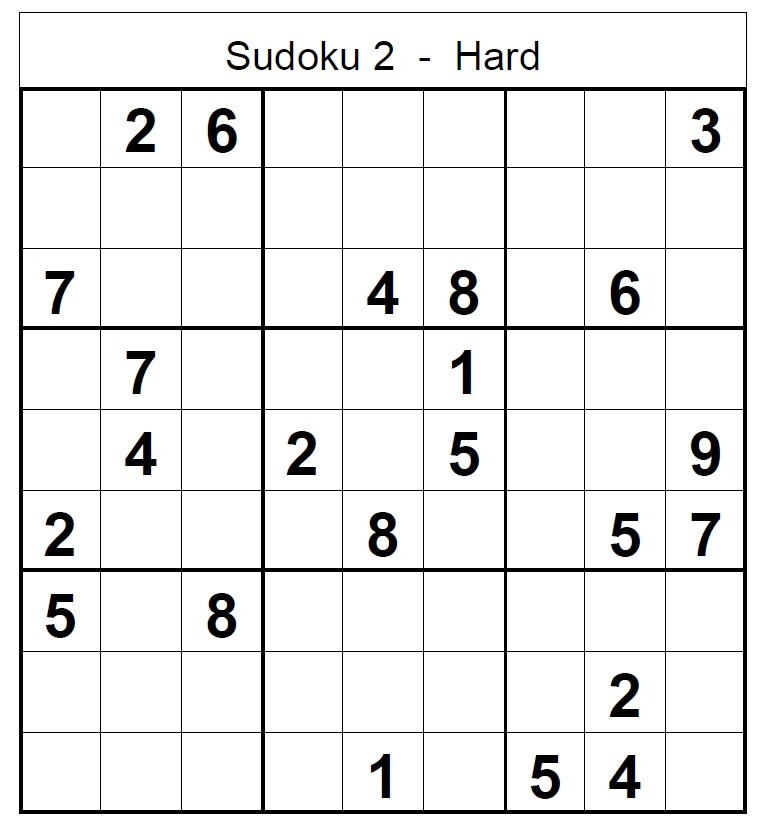 Free Printable Sudoku Hard Puzzles