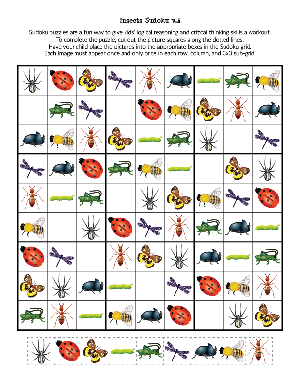 Insects Sudoku Puzzles Free Printables Sudoku Puzzles