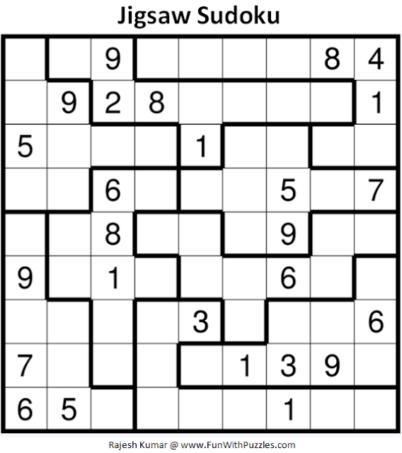 Printable Daily Jigsaw Sudoku Puzzles