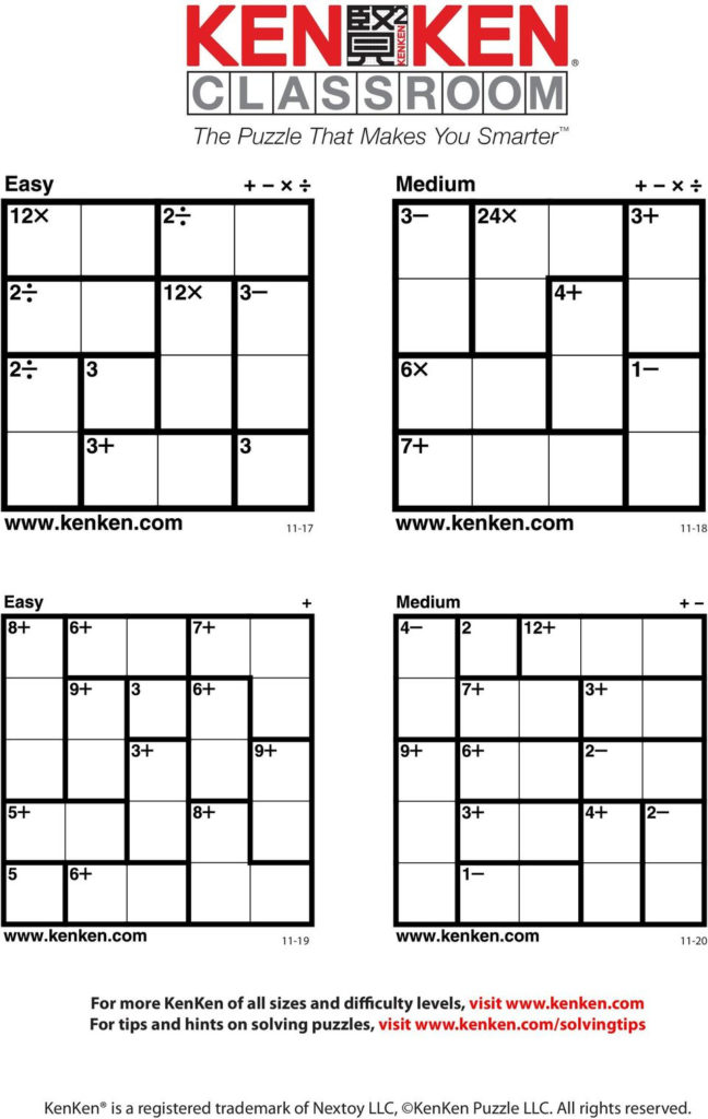 Kenken Sudoku Printable Sudoku Printable