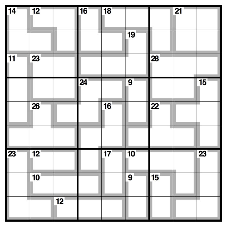 Printable Intermediate Killer Sudoku