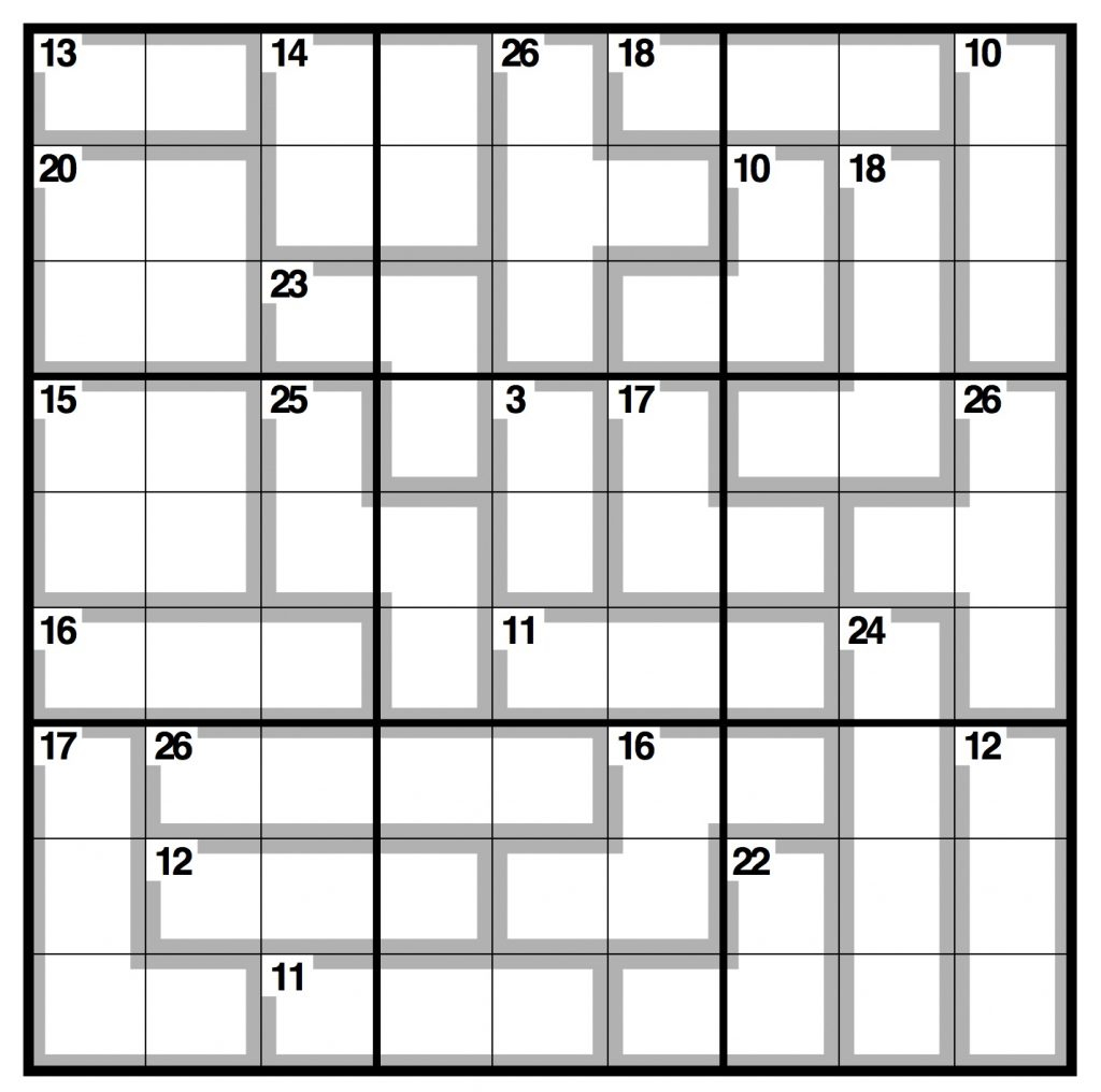 Printable Easy Killer Sudoku