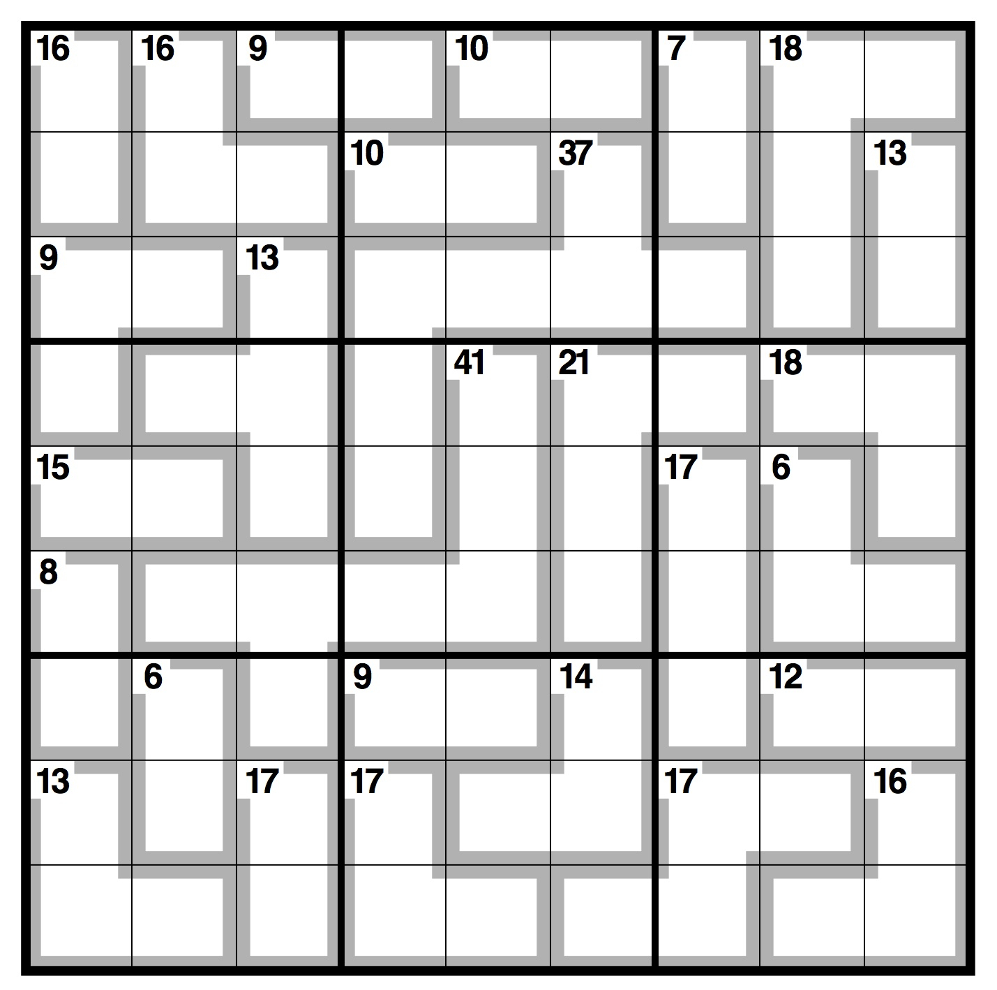Printable Intermediate Killer Sudoku