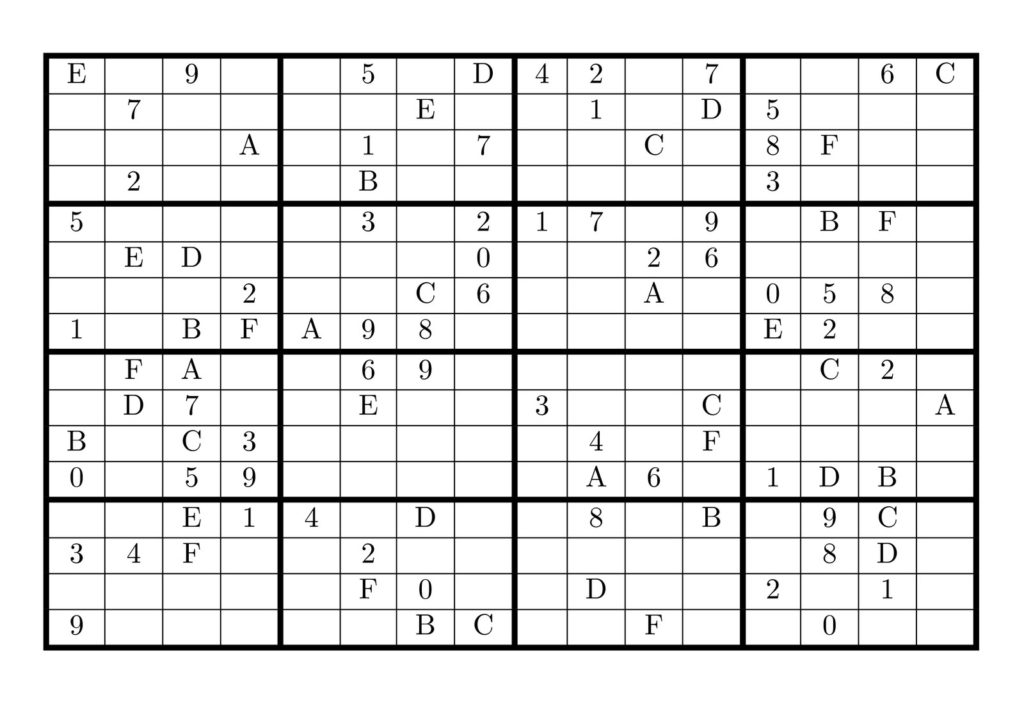 Printable 16 X 16 Sudoku With Solution Sudoku Printable