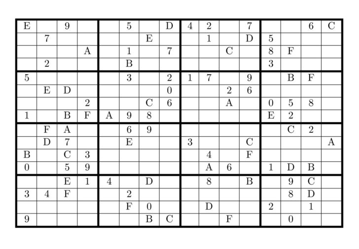 Printable 16 X 16 Sudoku With Solution