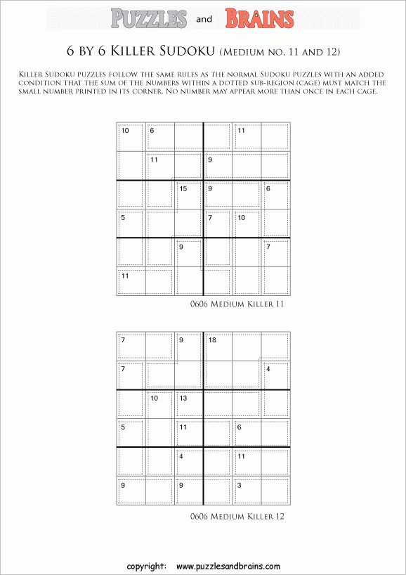 6 By 6 Sudoku Printable Medium