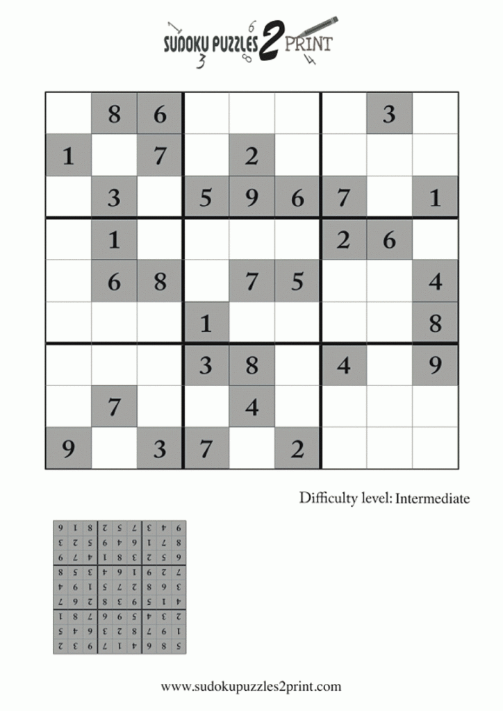 Printable Intermediate Sudoku Puzzles Sudoku Printable