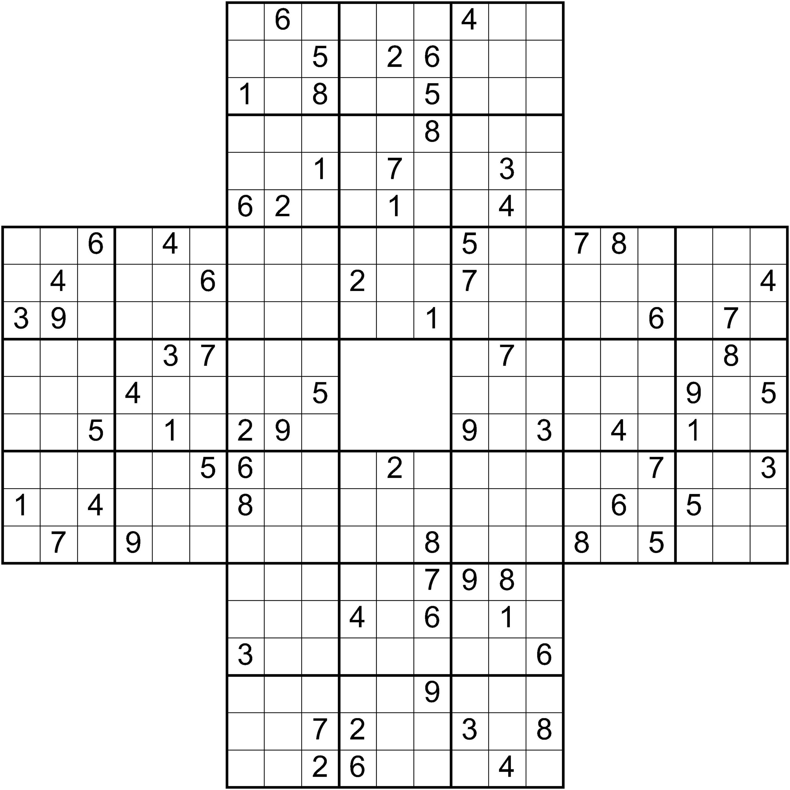 Printable Samori Sudoku Puzzle