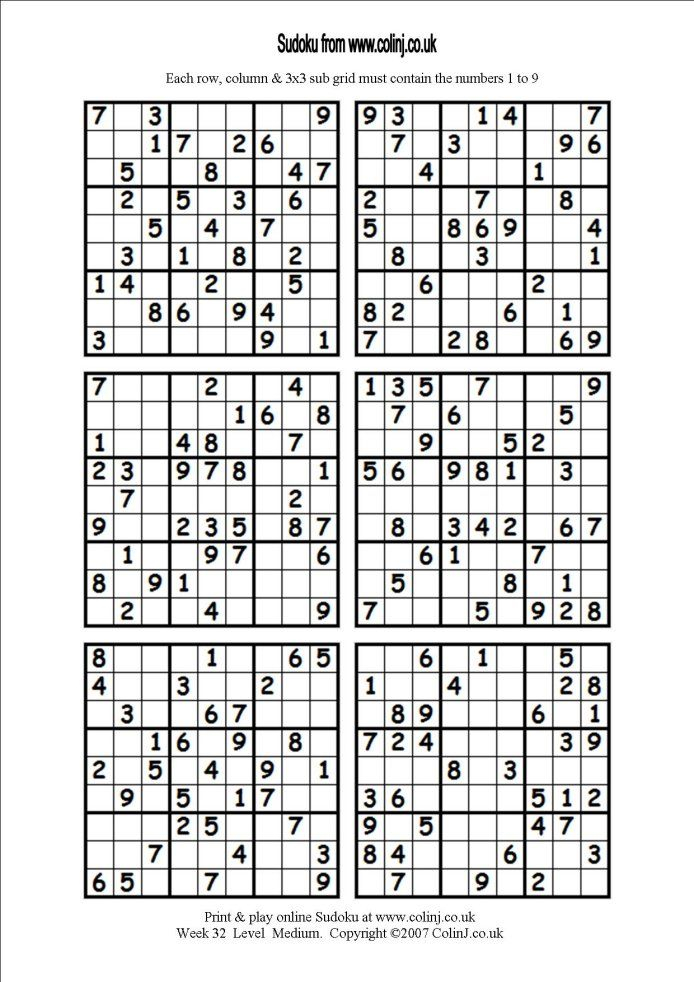 Free Printable Sudoku 6 Per Page Easy