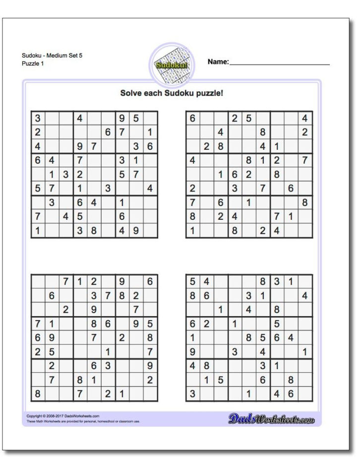 Printable Sudoku Pdf Medium