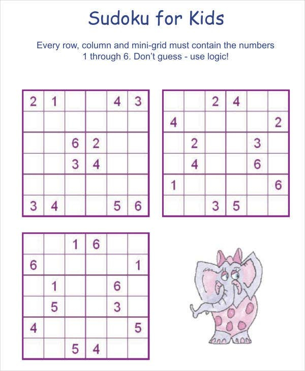 Printable Sudoku Pages For Kids