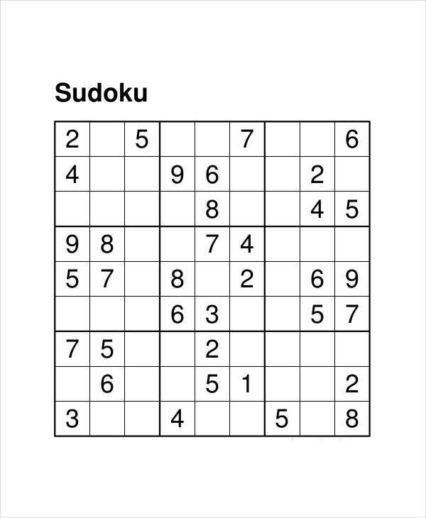 Sudoku Printable Puzzles Pdf
