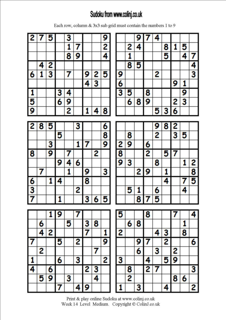 Printable Sudoku Puzzles 4 Per Page PDF Sudoku Printable