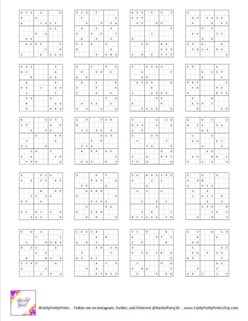 Printable Sudoku Set Easy Medium Hard 60 Puzzles Etsy