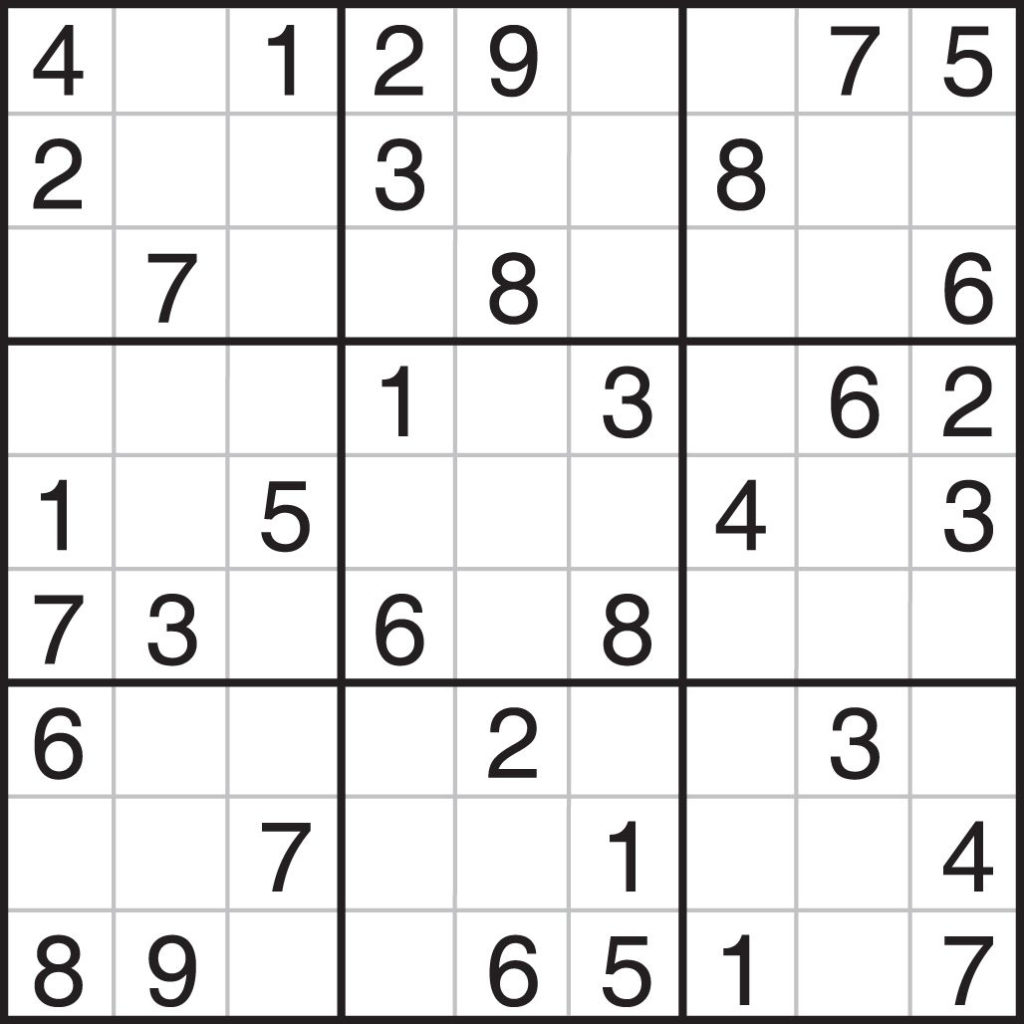 PRINTABLE SUDOKU Sudoku Printable Printable Crossword