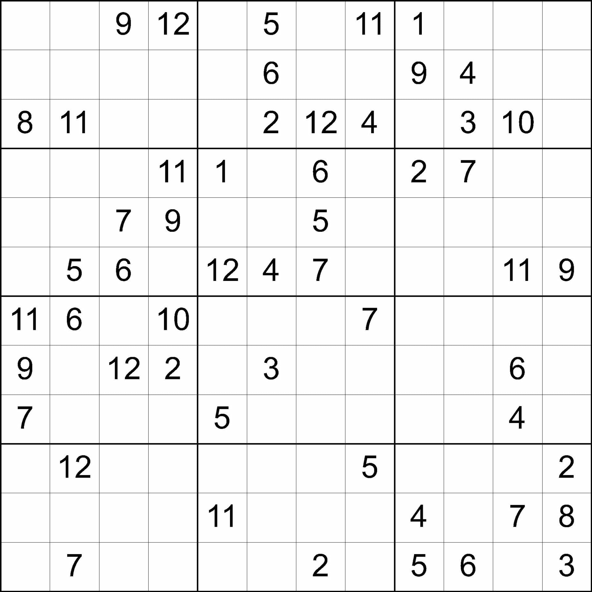 12 Square Sudoku Printable