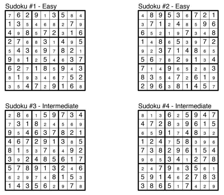Printable Sudoku Puzzles Answers