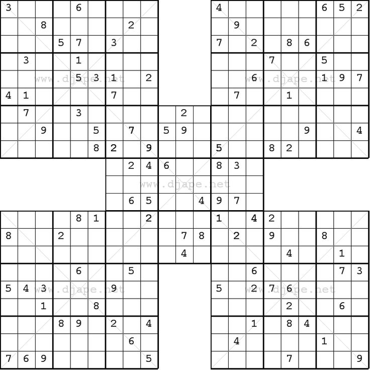 Samurai Sudoku Puzzle Printable