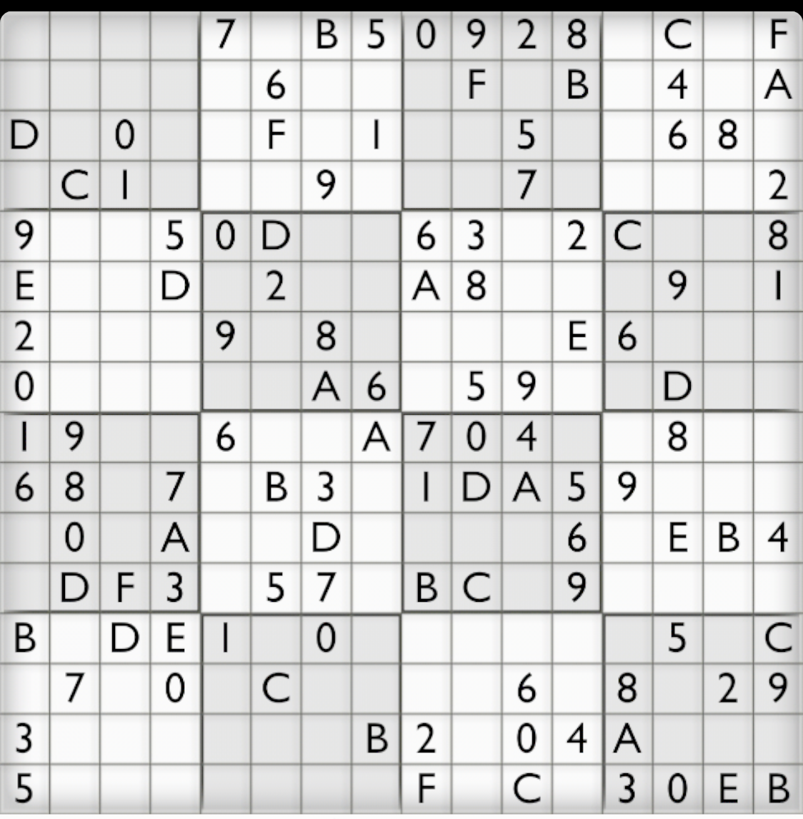 Sudoku Printables 16x16